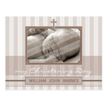 INVITACIÓN DEL BAUTIZO:: raya elegante 2 Tarjetas Postales