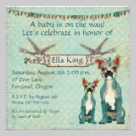Invitación del bebé azul de los dogos franceses invitaciones
