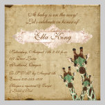 Invitación del bebé de las jirafas del cobre y del invitaciones