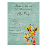 Invitación del bebé de las jirafas del oro