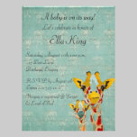 Invitación del bebé de las jirafas del oro invitaciones