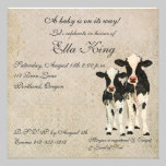 Invitación del bebé de las vacas del ónix y de la  invitaciones