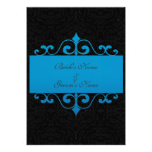 Invitación del boda - azul y negro de océano en co