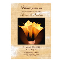 Invitación del boda con el ramo de la cala