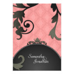 Invitación del boda - damasco del negro y del cora