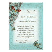 Invitación del boda de Botanica - aguamarina azul