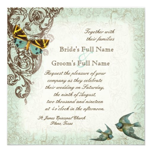 Invitación del boda de Botanica - verde azul