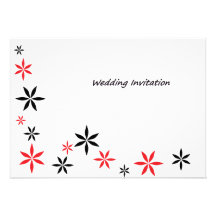 Invitación del boda de la flor roja y negra