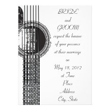 Invitación del boda de la guitarra acústica