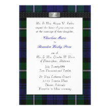 Invitación del boda de la tela escocesa de tartán
