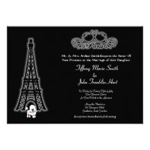 Invitación del boda de la torre Eiffel de París