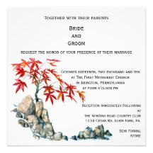 Invitación del boda de los bonsais del arce rojo d