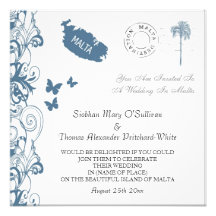 Invitación del boda de Malta en el azul de Malta