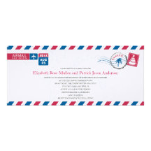 Invitación del boda del correo aéreo de Cancun Méx