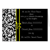 Invitación del boda del damasco - - arco amarillo felicitaciones