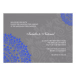 Invitación del boda del damasco del gris y del azu