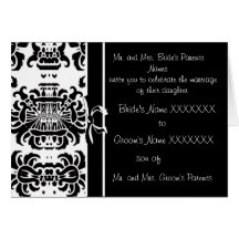Invitación del boda del damasco - - negro. - - tarjeton
