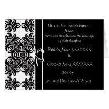Invitación del boda del damasco - - negro tarjeton