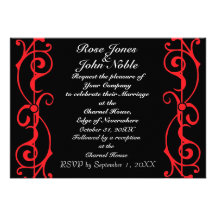 Invitación del boda del ébano de la fibrilla (rubí