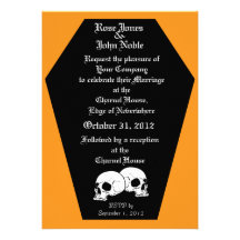 Invitación del boda del ébano del ataúd (naranja)