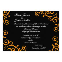 Invitación del boda del ébano del cirro (naranja)