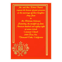Invitación del boda del estilo chino