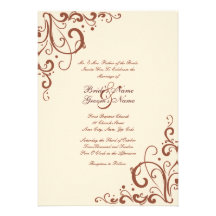 Invitación del boda del Flourish de Brown y de la 