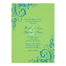 Invitación del boda del Flourish del azul y del ve
