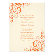 Invitación del boda del Flourish del naranja y de 