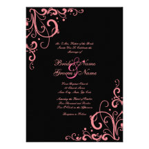 Invitación del boda del Flourish del rosa y del ne