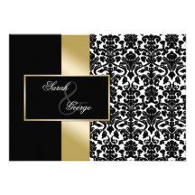 invitación del boda del oro del damasco del monogr