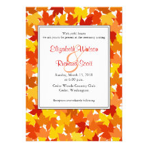 Invitación del boda del otoño del árbol de arce
