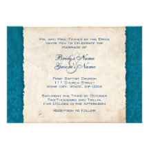 Invitación del boda del país de las azules turques