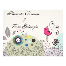 invitación del boda del pájaro del gorjeo