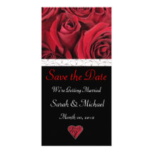 Invitación del boda del rosa rojo tarjeta fotográfica