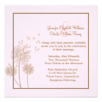 Invitación del boda del rosa y del diente de león  invitaciones