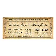 Invitación del boleto del boda del estilo del vint