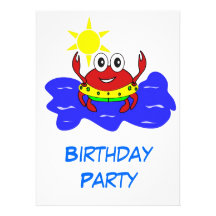 invitación del cangrejo de la fiesta de cumpleaños