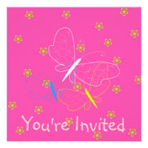 Invitación del chica del cumpleaños de la mariposa
