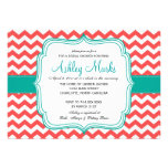 invitación del coral y de la turquesa