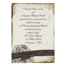 Invitación del cordón del vintage del cacao de Hay