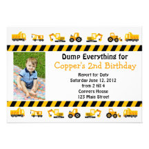 Invitación del cumpleaños de la construcción