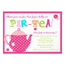 Invitación del cumpleaños de la fiesta del té para