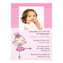 Invitación del cumpleaños de la foto de la danza d