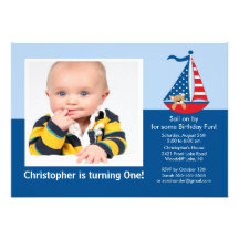 Invitación del cumpleaños de la foto del barco de 