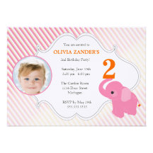 Invitación del cumpleaños de la foto del elefante 