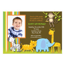 Invitación del cumpleaños de la foto del safari de