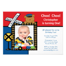 Invitación del cumpleaños de la foto del tren de C