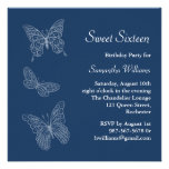 Invitación del cumpleaños de la mariposa (azul)