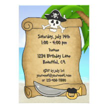 Invitación del cumpleaños de la playa de los pirat